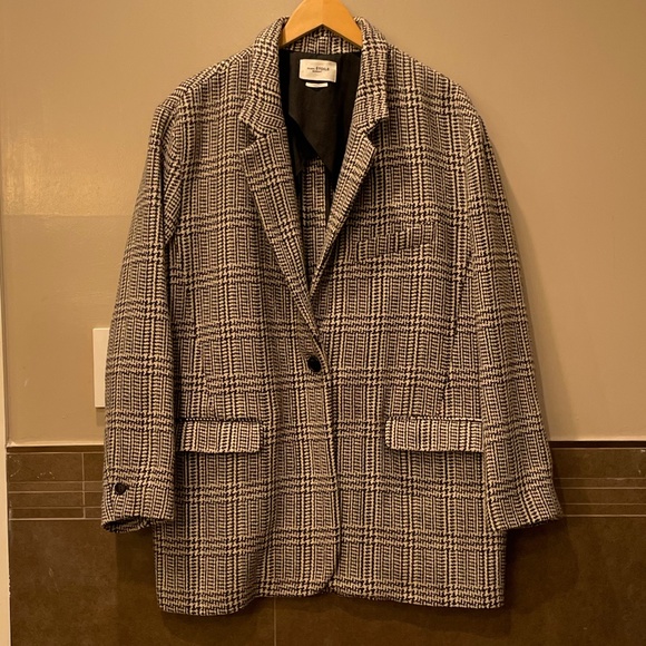 Isabel Marant Étoile Oversized Single-Breasted Plaid Coat (Ecru Black/White) - Picture 10 of 16